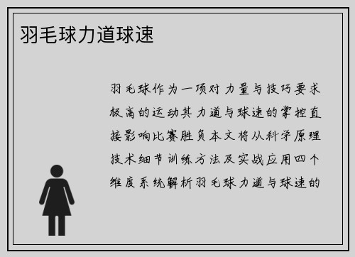 羽毛球力道球速